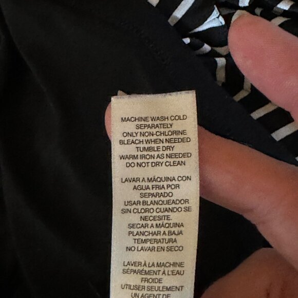 Chicos Tunic‎ Tabitha Top Size XL Black White Stripe Overlay Stretch Boho - Picture 10 of 11